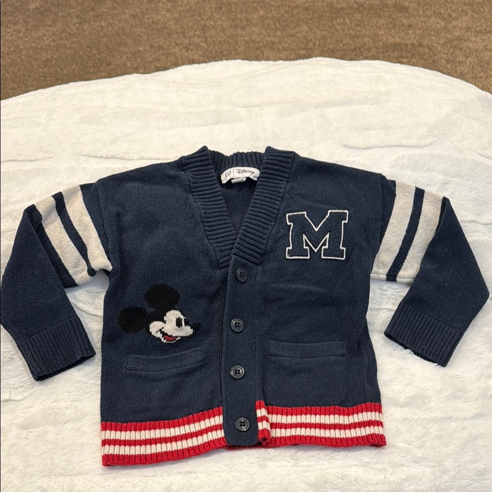 GAP Disney Navy Cardigan with Mickey Mouse Design